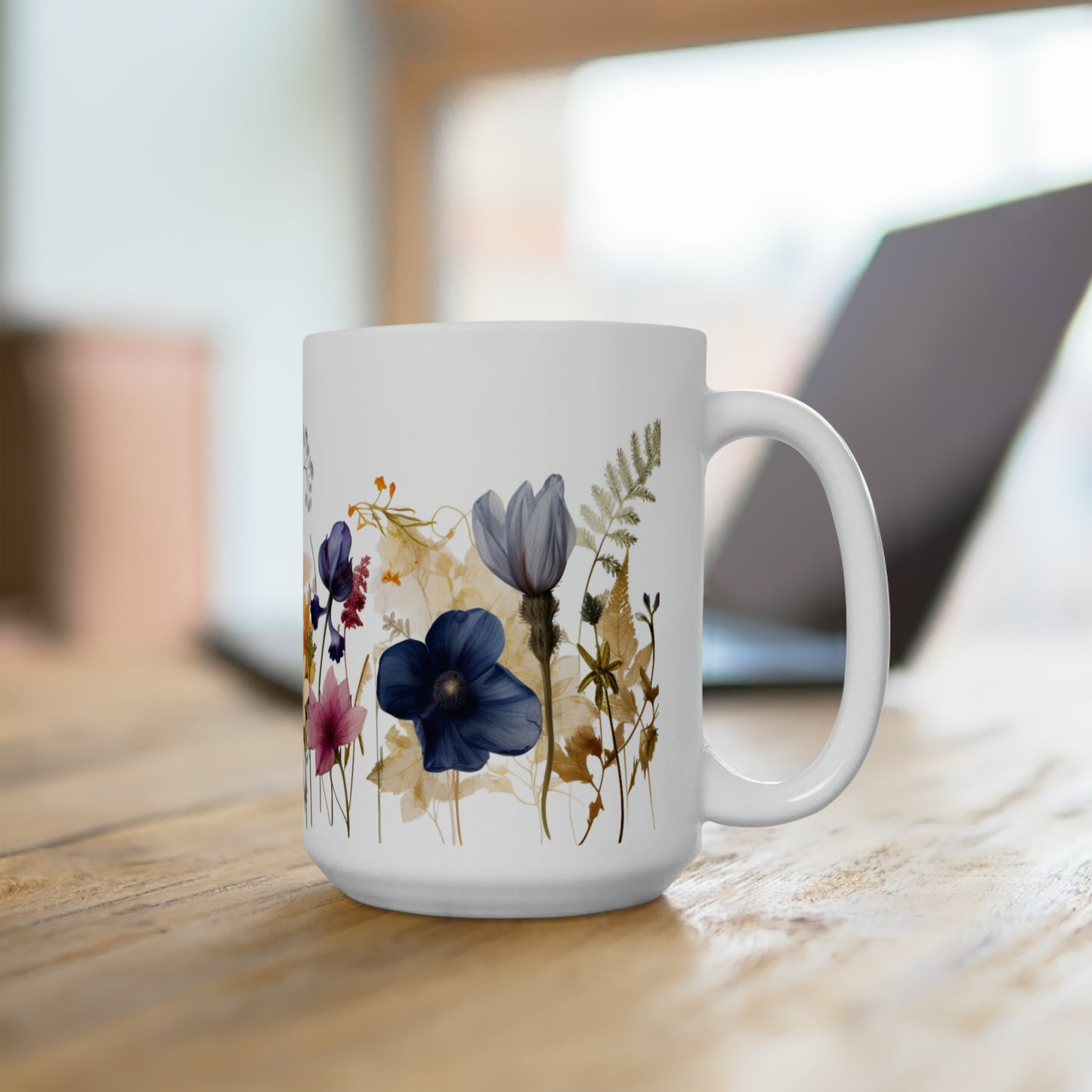 Boho Wild Flowers Ceramic Mug v2 - Pressed Flowers Mug, Flower Garden Lover Gift, Vintage Botanical Mug, Pastel Floral Nature Mug