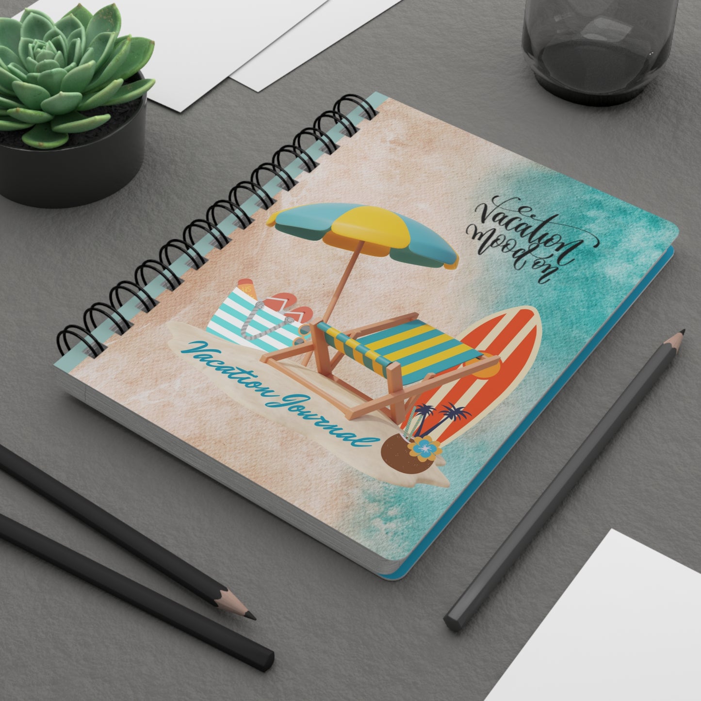 Vacation Mood On - Travel Journal - Spiral Bound Journal/Notebook