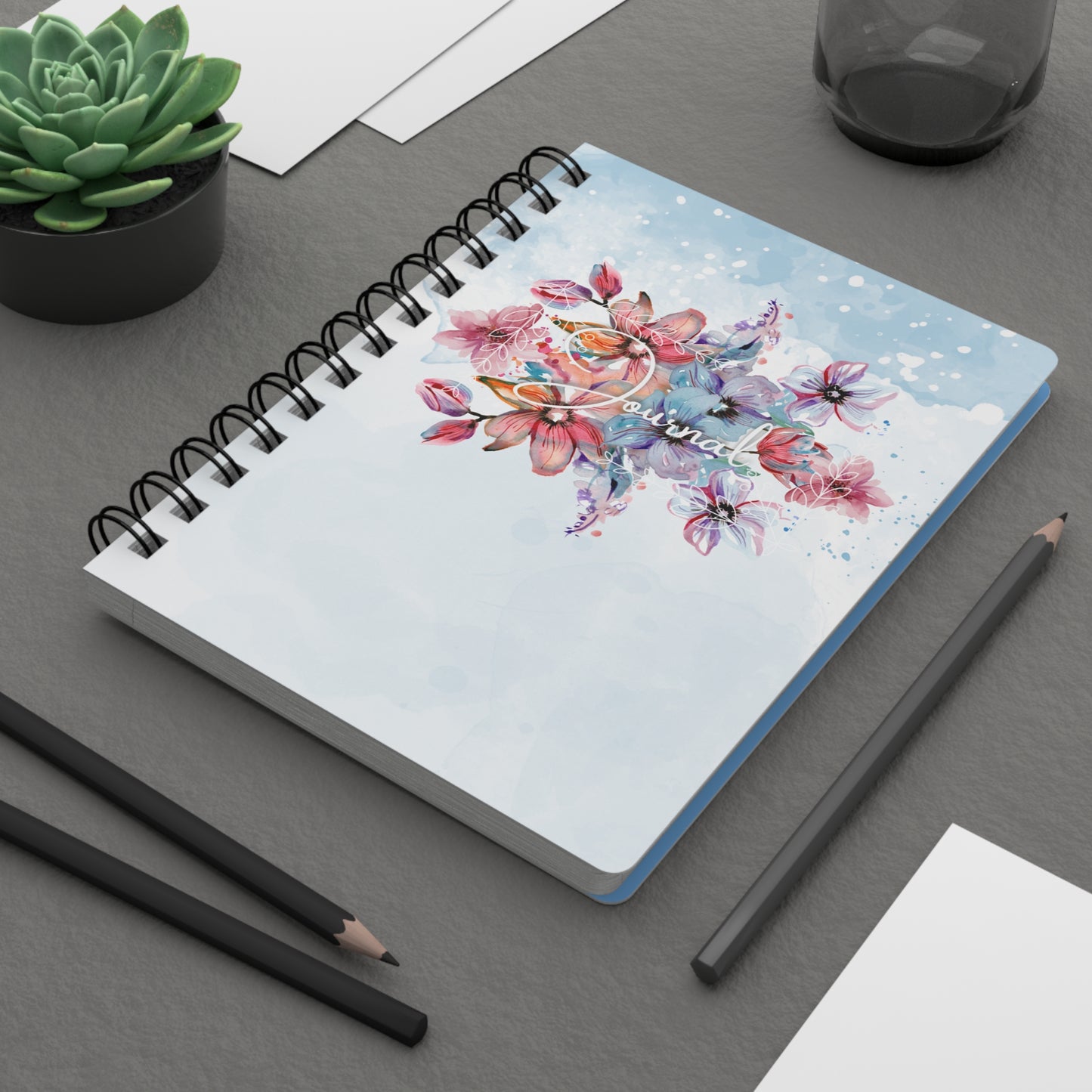 Watercolor Flower Journal - Spiral Bound Journal/Notebook